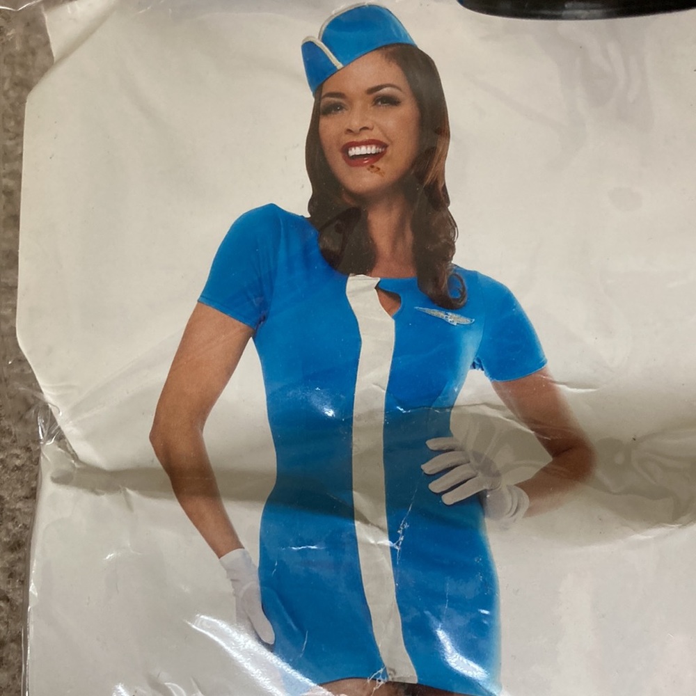 *New* Sexy flight attendant stewardess adult cosplay Halloween costume Sz 8-10